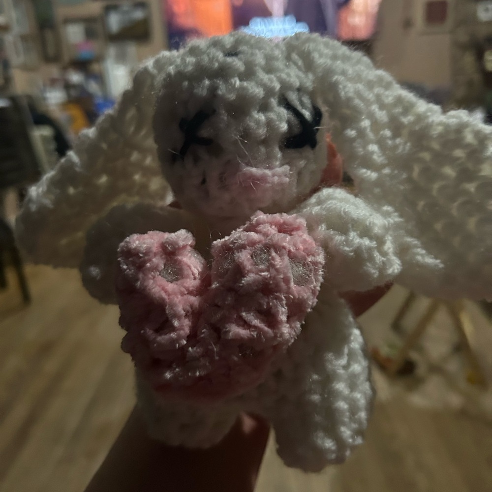White and Pink Lamb Plush Toy for Small Pets
